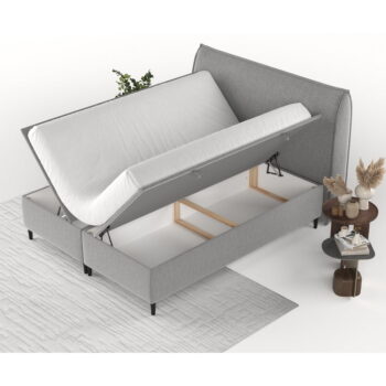 Svetlosivá čalúnená dvojlôžková posteľ s úložným priestorom 180x200 cm Draco – Maison de Rêve – Obrázok 6