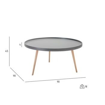Sivý konferenčný stolík s nohami z bukového dreva Furnhouse Opus, Ø 90 cm - Image 6