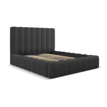 Antracitová čalúnená dvojlôžková posteľ s úložným priestorom a roštom 160x200 cm Kelp – Micadoni Home – Obrázok 2