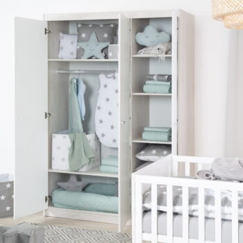 Biela detská šatníková skriňa v dekore duba 131x190 cm Julia – Roba – Obrázok 2