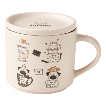 Oranžové/béžové porcelánové hrnčeky v súprave 2 ks 350 ml Cats – Brandani - Image 6
