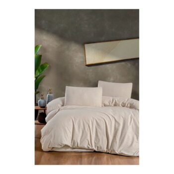 Krémové 4-dielne predĺžené obliečky na dvojlôžko s plachtou 200x220 cm – Mila Home