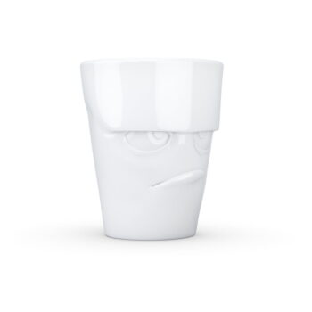 Biely nahnevaný porcelánový hrnček s uškom 58products - Image 2