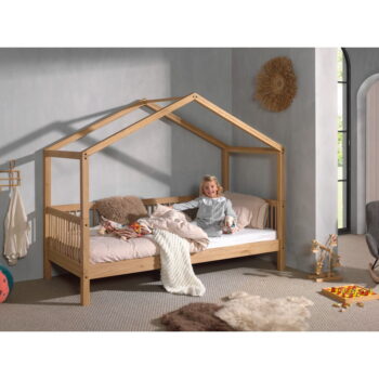 Domčeková detská posteľ z dubového dreva v prírodnej farbe 90x200 cm Forrest – Vipack - Image 2