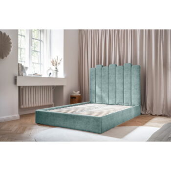 Tyrkysovomodrá čalúnená dvojlôžková posteľ s úložným priestorom s roštom 180x200 cm Dreamy Aurora – Miuform – Obrázok 8