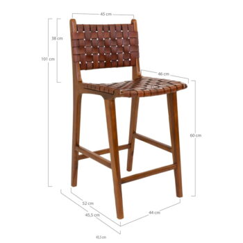Hnedá barová stolička z teakového dreva 101 cm Perugia – House Nordic - Image 2