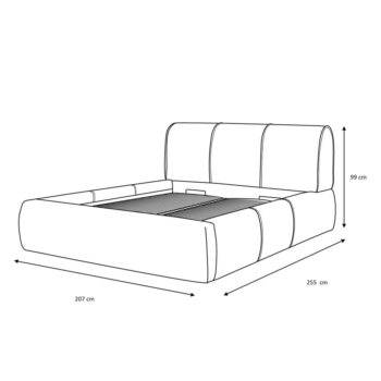 Sivá čalúnená dvojlôžková posteľ s úložným priestorom s roštom 180x200 cm Vernon – Bobochic Paris – Obrázok 6