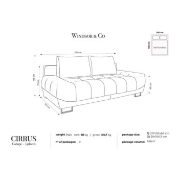Béžová trojmiestna rozkladacia pohovka so zamatovým poťahom Windsor & Co Sofas Cirrus - Image 7