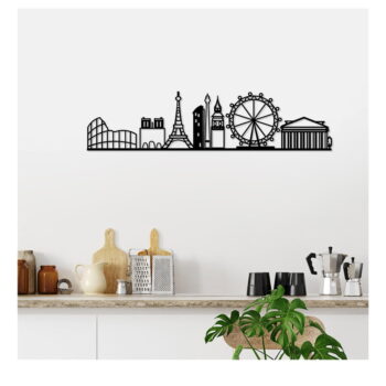 Kovová nástenná dekorácia 120x29 cm Cities - Wallity – Obrázok 4