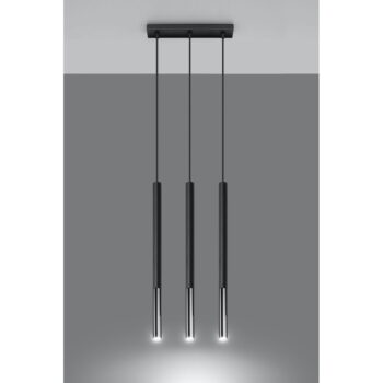 Závesné svietidlo v černo-stříbrné farbe Nice Lamps Asarot 3L - Image 4