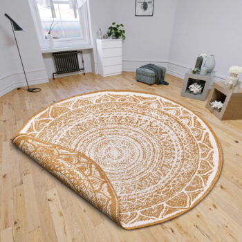 Okrovožlto-biely okrúhly vonkajší koberec ø 140 cm Siruma – NORTHRUGS - Image 2
