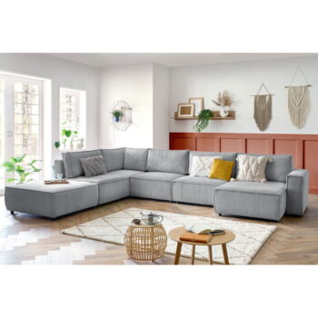 Svetlosivá menčestrová rohová pohovka (ľavý roh/do tvaru "U") Nihad modular – Bobochic Paris - Image 6