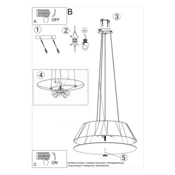 Čierne závesné svietidlo s textilným tienidlom ø 70 cm Hektor – Nice Lamps - Image 8