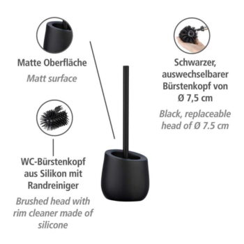 Matne čierna keramická WC kefa Badi – Wenko – Obrázok 5