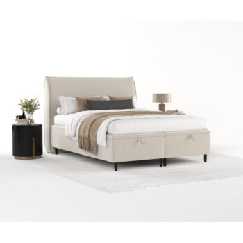Béžová čalúnená dvojlôžková posteľ s úložným priestorom 180x200 cm Pearl – Maison de Rêve - Image 5