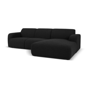 Čierna rohová pohovka z textílie bouclé (pravý roh) Molino – Micadoni Home - Image 2