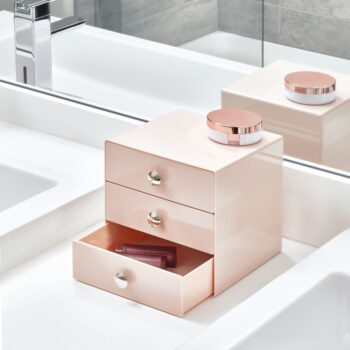 Ružový trojposchodový organizér so zásuvkami iDesign, 16,5 x 16,5 cm – Obrázok 4