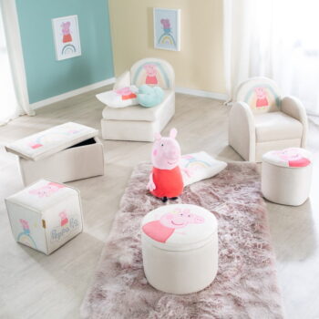 Biely zamatový detský puf Peppa Pig – Roba - Image 6