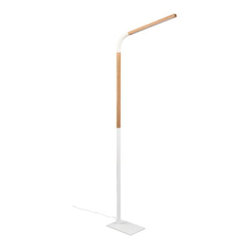 LED stojacia lampa v bielej a prírodnej farbe s dreveným tienidlom (výška 169,5 cm) Norris – Trio - Image 2