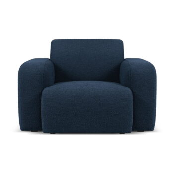 Tmavomodré kreslo z textílie bouclé Molino – Micadoni Home