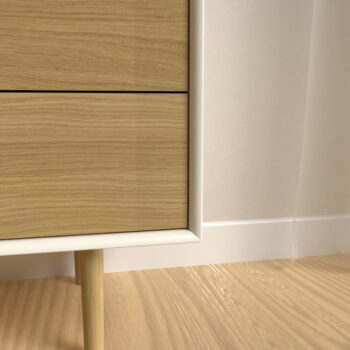 Nízka závesná komoda v dekore duba v bielej a prírodnej farbe 168x61 cm Wall – Tenzo - Image 8