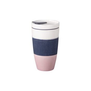 Ružovo-biely porcelánový cestovný hrnček Villeroy & Boch Like To Go, 350 ml - Image 4