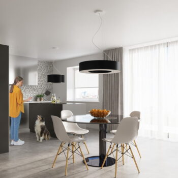Čierne závesné svietidlo s textilným tienidlom ø 70 cm Galata – Nice Lamps - Image 5