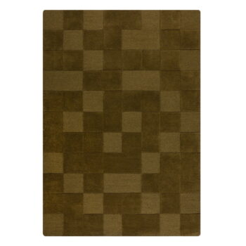 Kaki ručne tkaný vlnený koberec 160x230 cm Checkerboard – Flair Rugs - Image 6