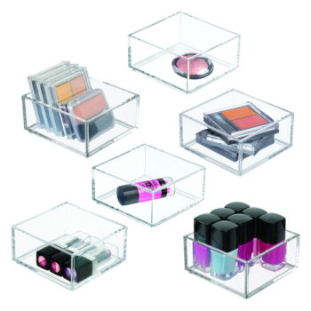 Priehľadný stohovateľný organizér iDesign Clarity, 10 x 10 cm - Image 7
