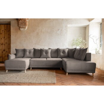 Svetlohnedá menčestrová rozkladacia rohová pohovka (pravý roh/do "U") Lazy Lukka – Miuform - Image 6