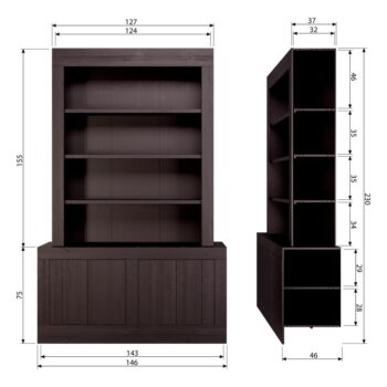 Tmavohnedá knižnica z borovicového dreva 146x230 cm Yumi – BePureHome - Image 8