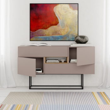 Sivo-béžová nízka komoda 145x82 cm Titan – Marckeric - Image 7