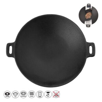 Wok liatinová panvica ø 30 cm Litina – Orion – Obrázok 6
