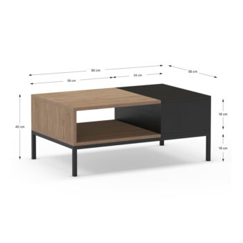 Konferenčný stolík v čierno-prírodnej farbe 56x90 cm Cailin – Marckeric - Image 5