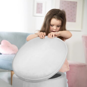 Svetlosivý zamatový detský puf Lil Sofa – Roba - Image 2