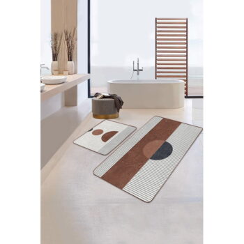 Bielo-hnedé kúpeľňové predložky v súprave 2 ks 60x100 cm – Mila Home - Image 2