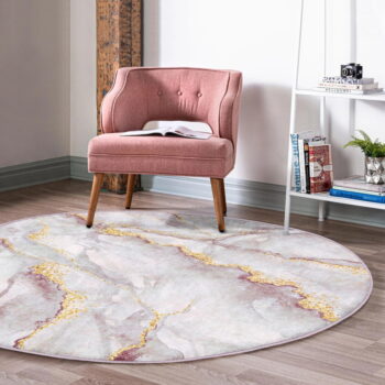 Prateľný okrúhly koberec v sivo-zlatej farbe vhodný pre robotické vysávače ø 100 cm Comfort – Mila Home - Image 5