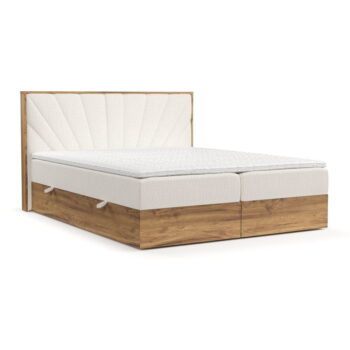 Boxspring posteľ s úložným priestorom v krémovo-prírodnej farbe 140x200 cm Asahi – Maison de Rêve