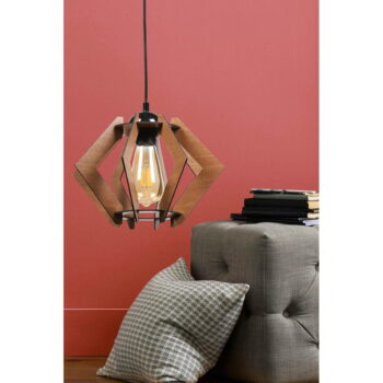 Čierne stropné svietidlo s dreveným tienidlom – Squid Lighting - Image 2
