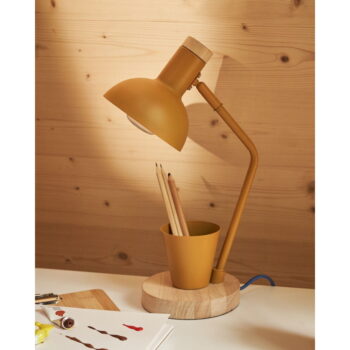 Stolová lampa v horčicovej farbe s kovovým tienidlom (výška 37 cm) Katia – Kave Home - Image 2
