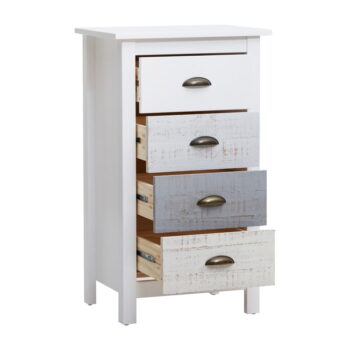 Vysoká bielo-sivá komoda so 4 zásuvkami Marckeric Romantica, 46 × 80 cm – Obrázok 5