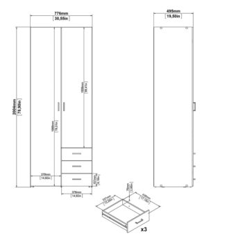 Biela šatníková skriňa 78x200 cm Space – Tvilum - Image 2