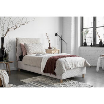 Béžová čalúnená jednolôžková posteľ s roštom 90x200 cm Sleepy Luna – Miuform - Image 5