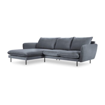 Sivá zamatová rohová pohovka Cosmopolitan Design Vienna, ľavý roh - Image 3