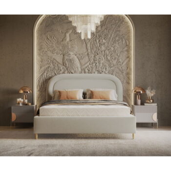 Krémová čalúnená dvojlôžková posteľ s úložným priestorom s roštom 140x200 cm Mija – Maison de Rêve - Image 7