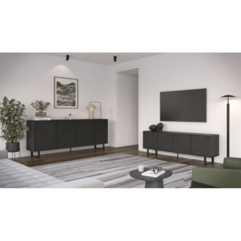 Čierny TV stolík 161x55x35 cm Peta – Marckeric – Obrázok 2