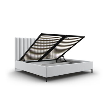Svetlosivá čalúnená dvojlôžková posteľ s úložným priestorom s roštom 140x200 cm Casey – Mazzini Beds - Image 3