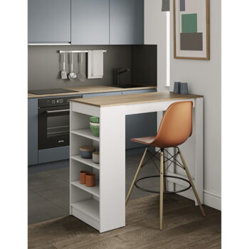 Biely barový stôl s doskou v dekore duba 115x50 cm Aravis - TemaHome – Obrázok 4