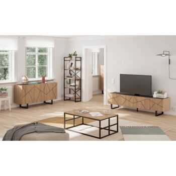 Čierny/prírodný regál v dekore duba 58x175 cm Dusan – Marckeric - Image 7