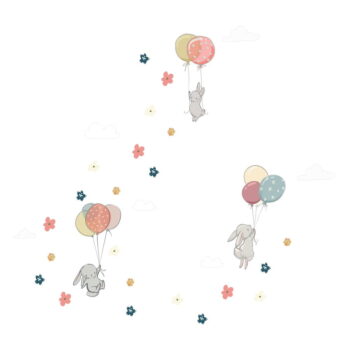 Detské samolepky na stenu Ambiance Flying Rabbits – Obrázok 2